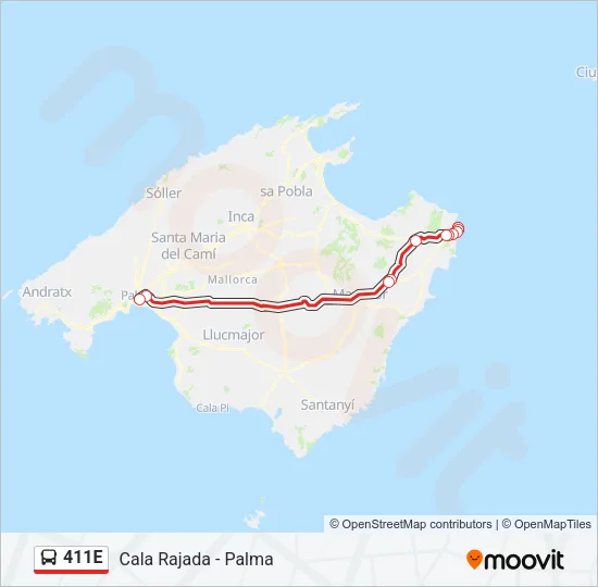 411E Bus Line Map