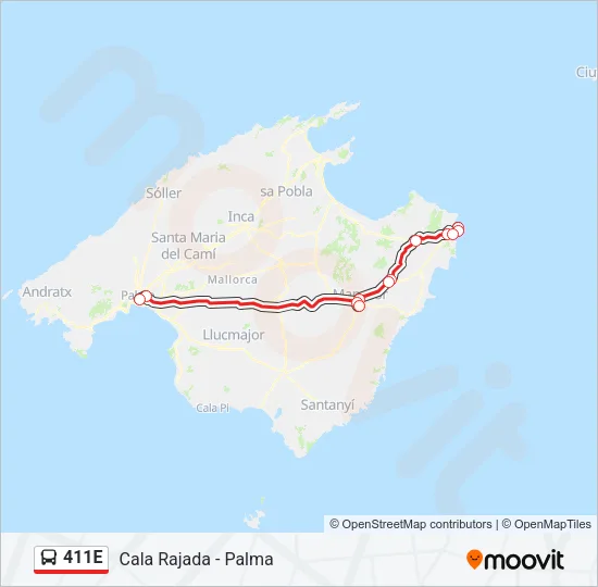 411E Bus Line Map