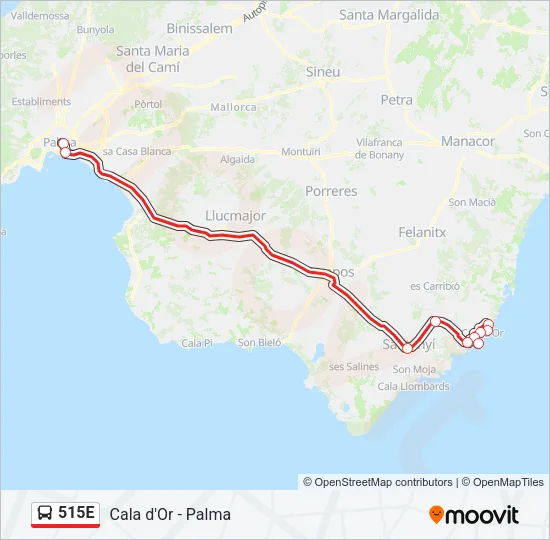 515E Bus Line Map