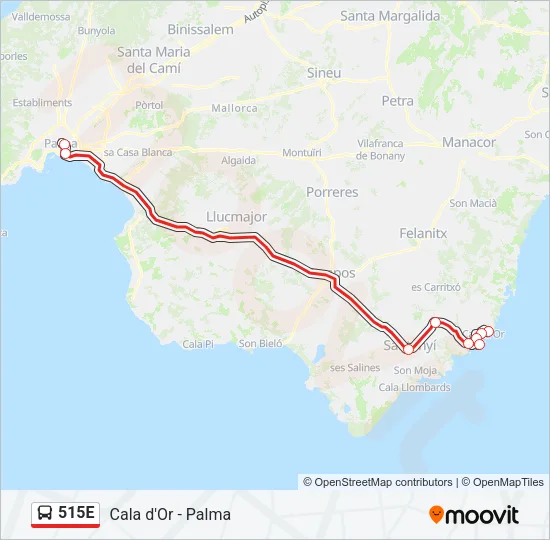 515E Bus Line Map