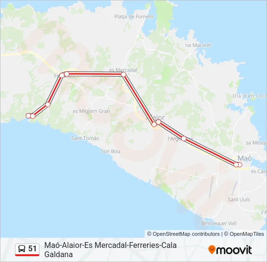 51 Bus Line Map