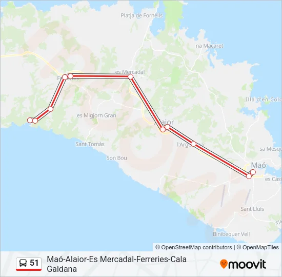51 Bus Line Map