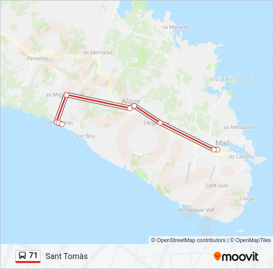 71 Bus Line Map