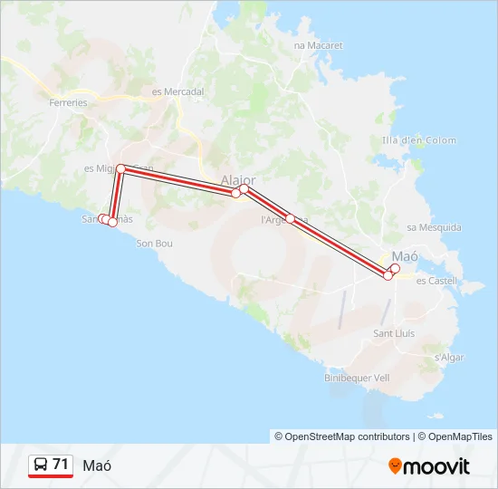 71 Bus Line Map