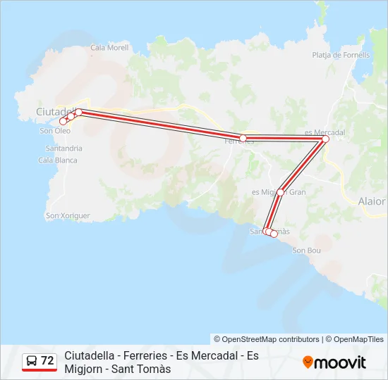 72 Bus Line Map