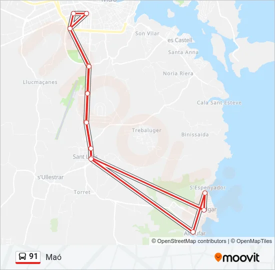 91 Bus Line Map