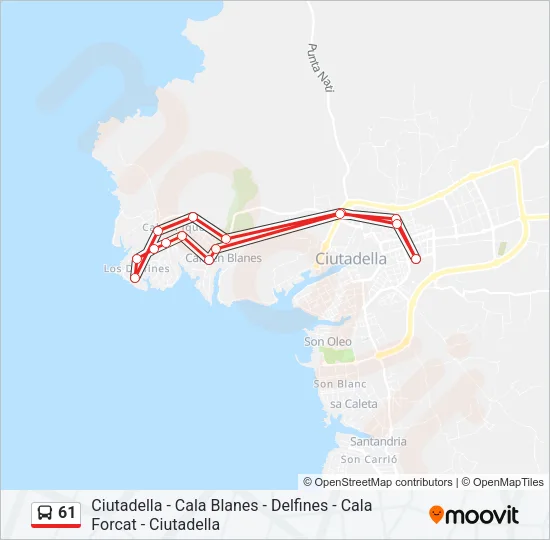 61 Bus Line Map