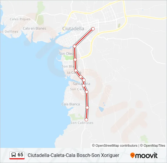 65 Bus Line Map