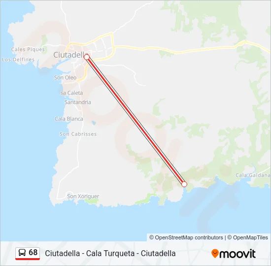 68 Bus Line Map