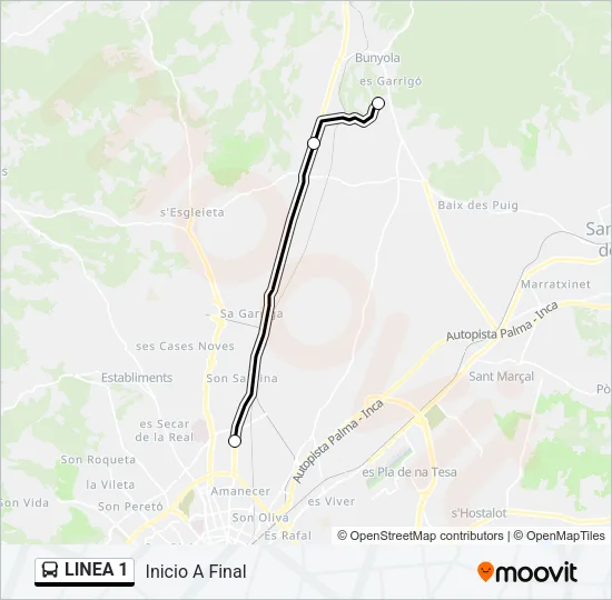 LINEA 1 Bus Line Map