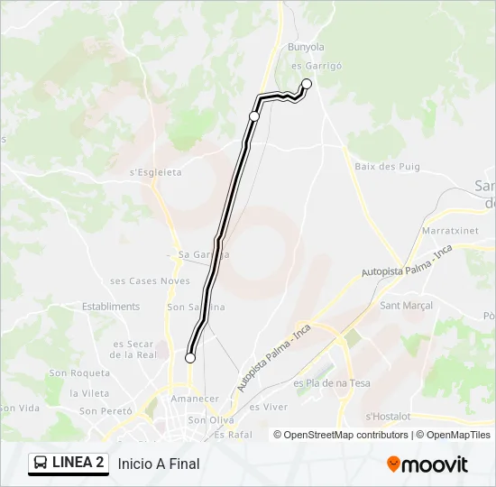 LINEA 2 Bus Line Map