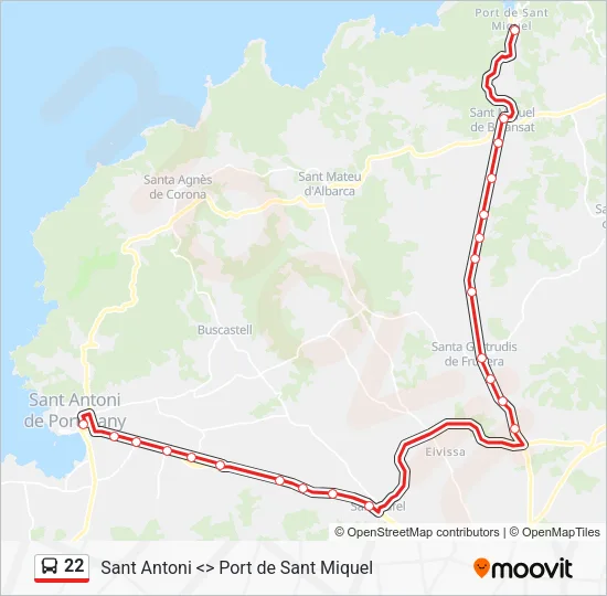 22 bus Mapa de línia