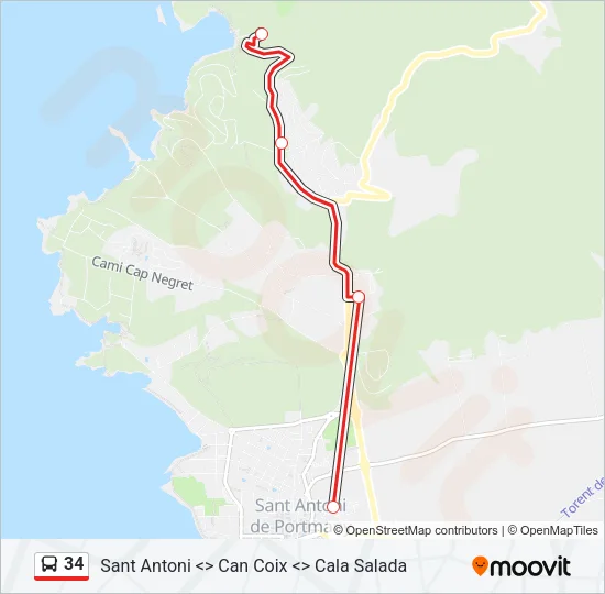 34 Bus Line Map