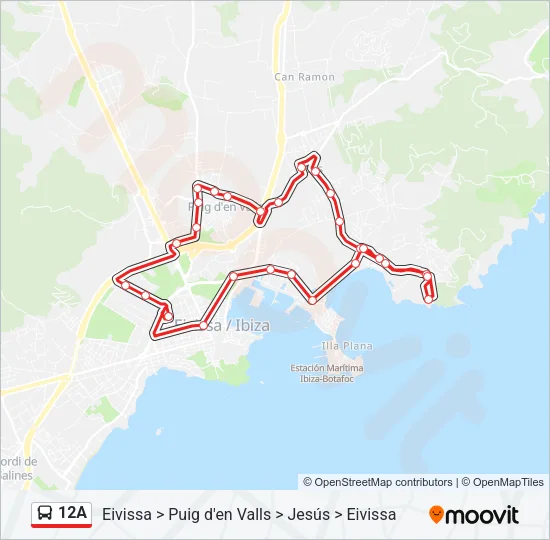 12A Bus Line Map