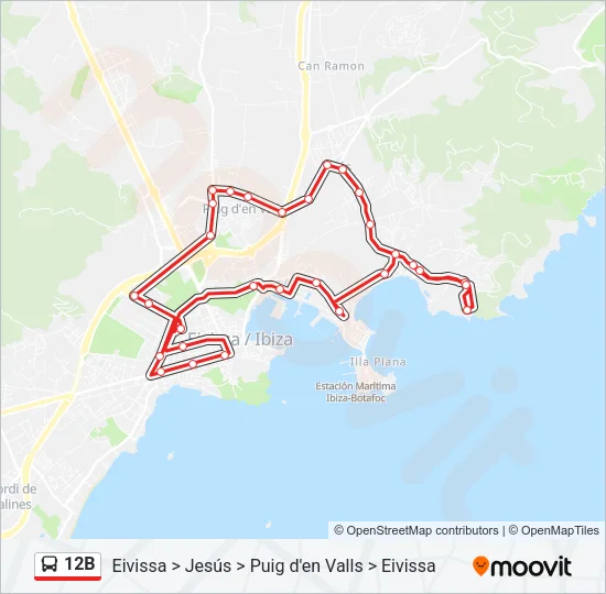 12B Bus Line Map