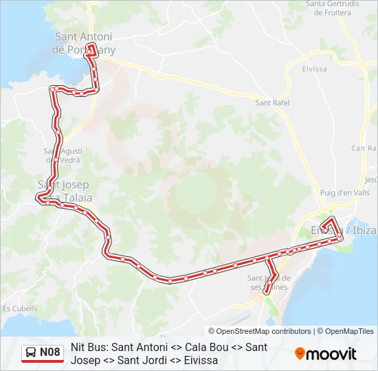 N08 Bus Line Map