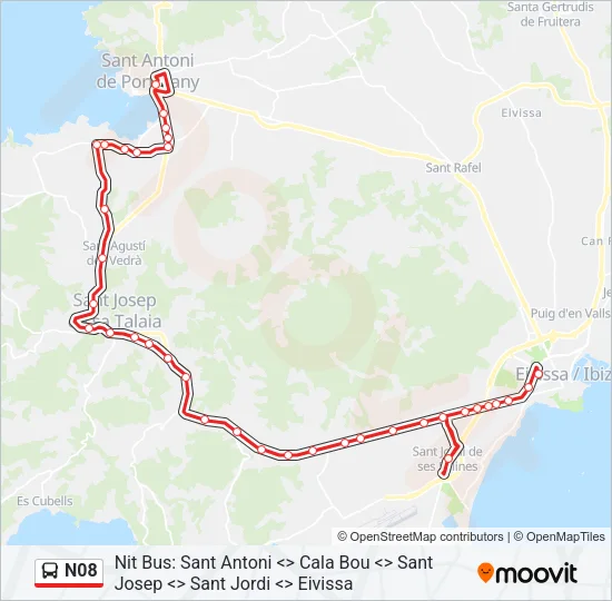 N08 Bus Line Map
