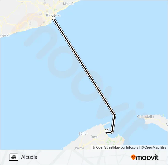 BALEARIA (BAR-ALC) Ferry Line Map