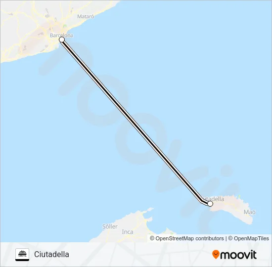 BALEARIA (BAR-CIU) Ferry Line Map