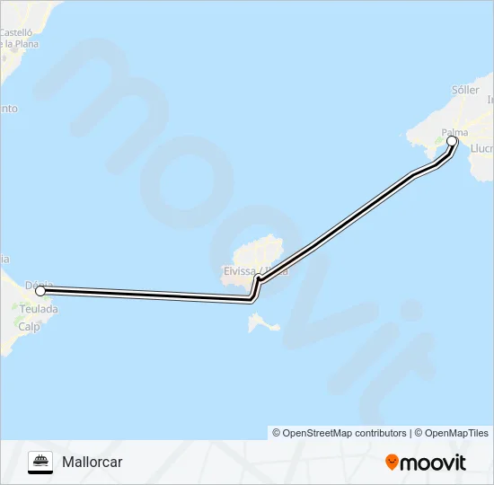 BALEARIA (DEN-PAL) Ferry Line Map