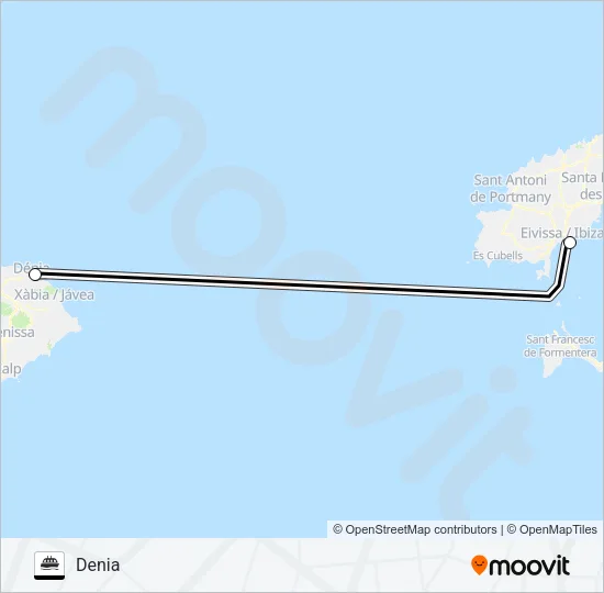 BALEARIA (IBZ-DEN) Ferry Line Map