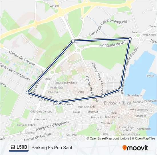 L50B Bus Line Map