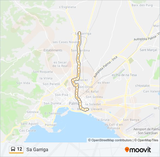 12 bus Mapa de línia