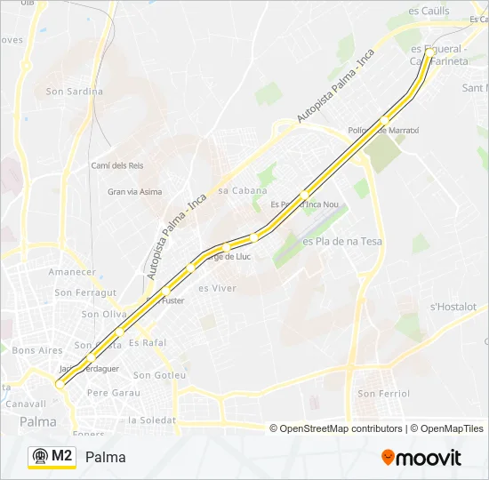 M2 Metro Line Map