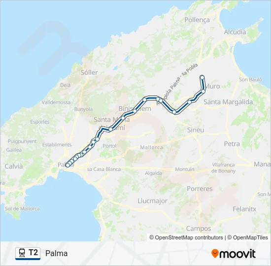 T2 Train Line Map