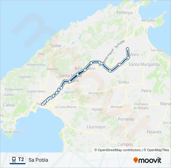 T2 Train Line Map
