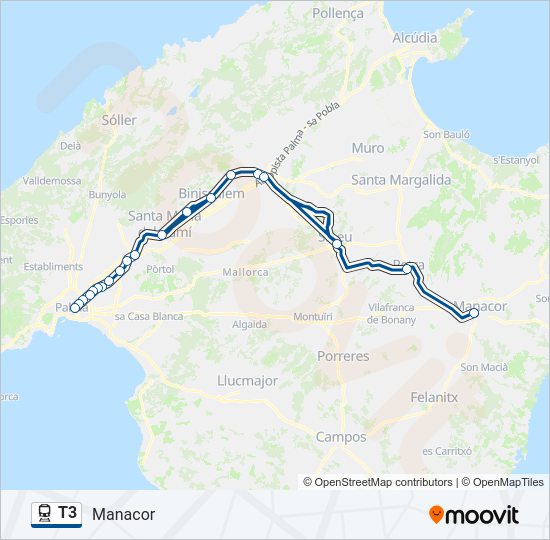 Mapa de T3 de tren