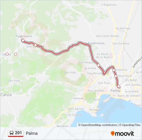 201 Bus Line Map