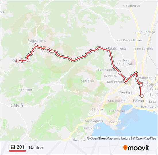 Mapa de 201 de autobús