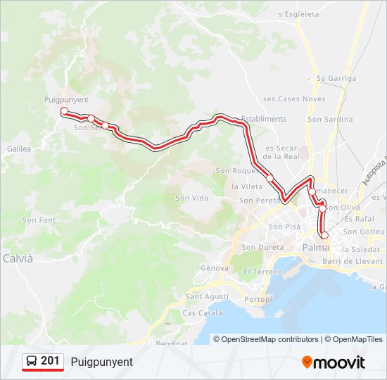 Mapa de 201 de autobús