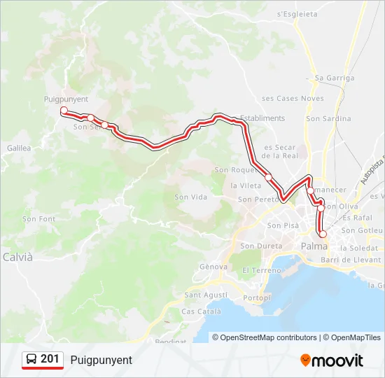 201 Bus Line Map