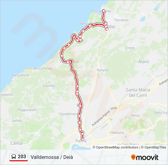 203 Bus Line Map