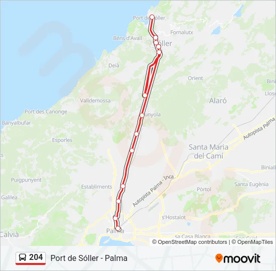 204 Bus Line Map