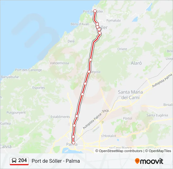 204 Bus Line Map