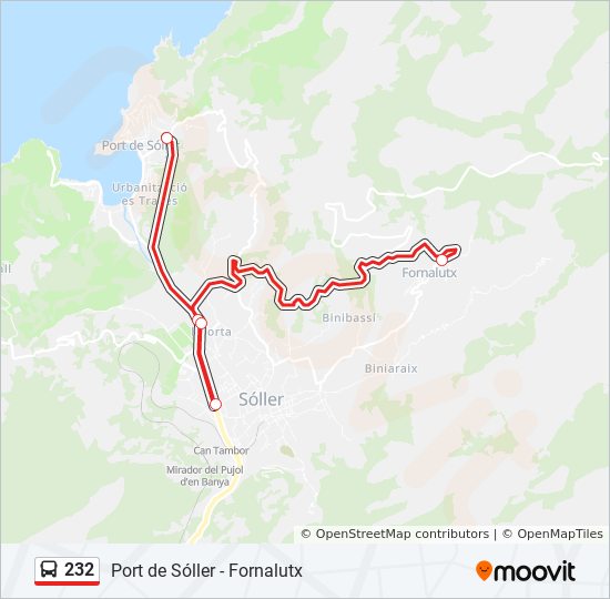 Bus 232 Route Map 232 Route: Schedules, Stops & Maps - Fornalutx (Updated)