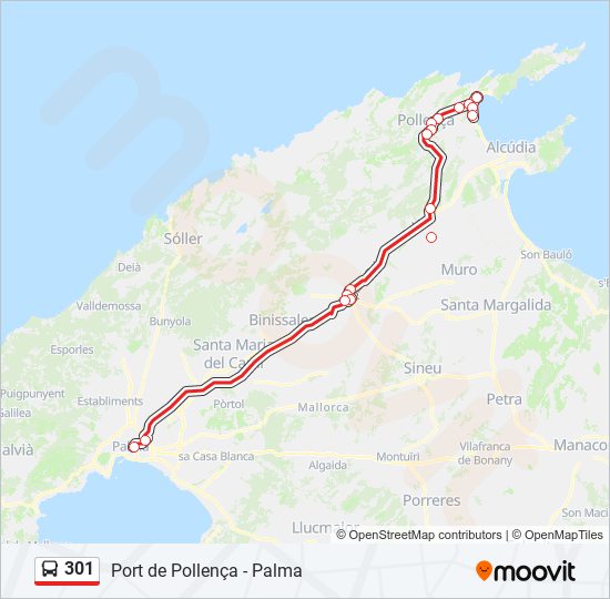 Mapa de 301 de autobús