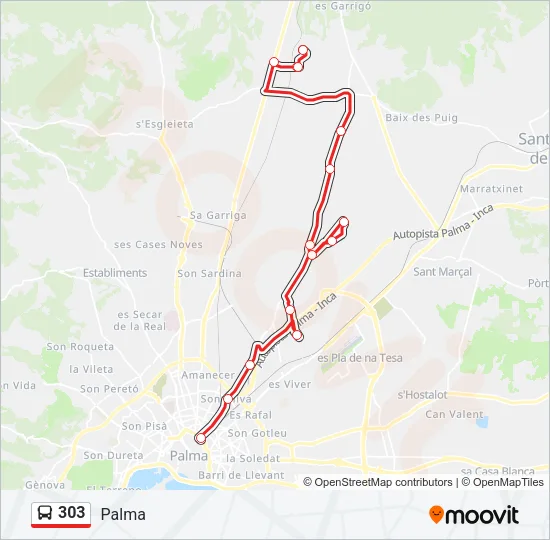 303 Bus Line Map