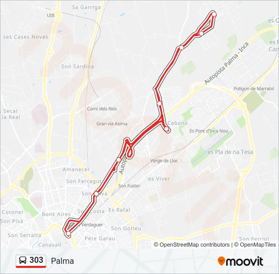 303 Bus Line Map