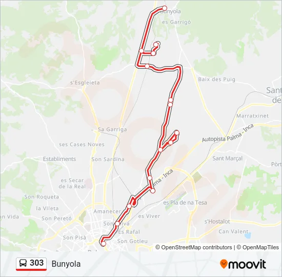 303 Bus Line Map