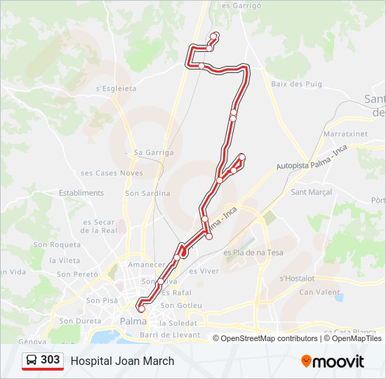 Mapa de 303 de autobús