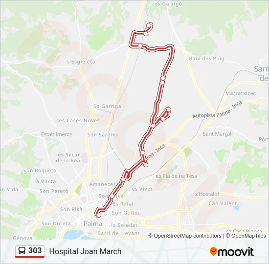 303 Bus Line Map
