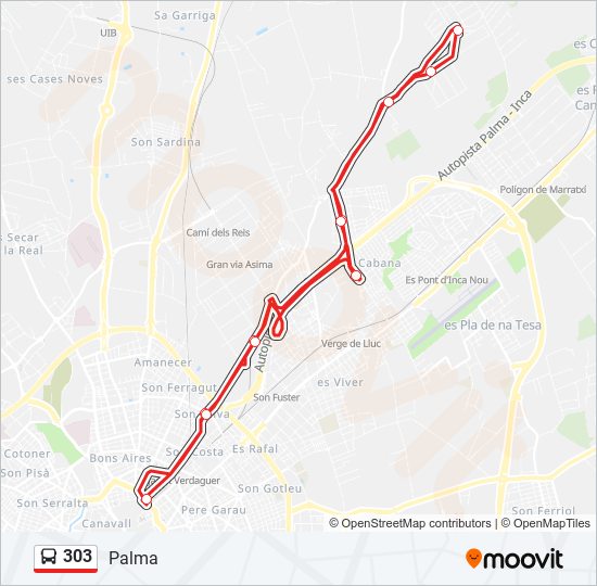 303 bus Line Map