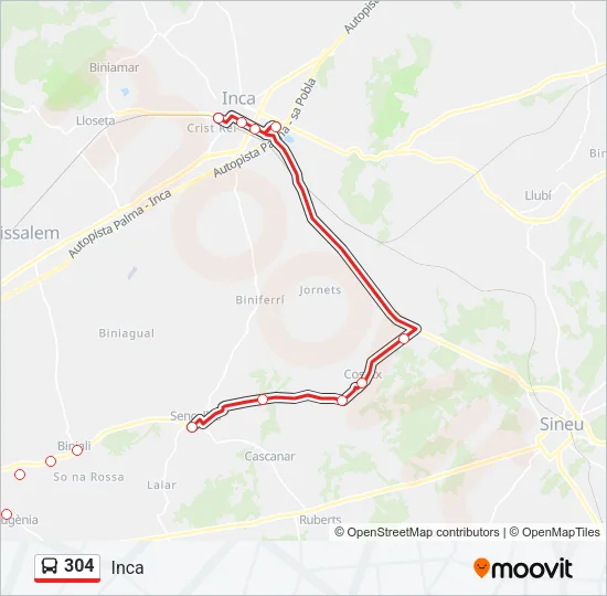 304 Bus Line Map