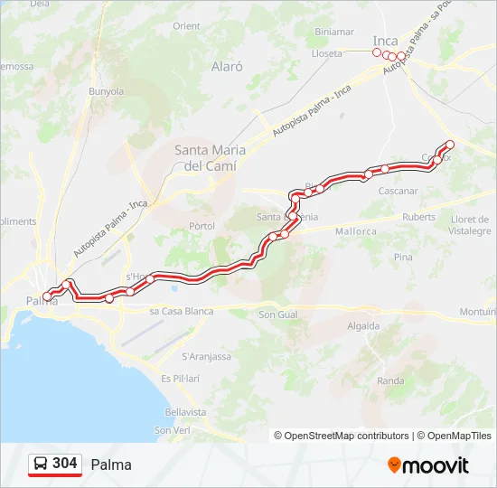 304 Bus Line Map
