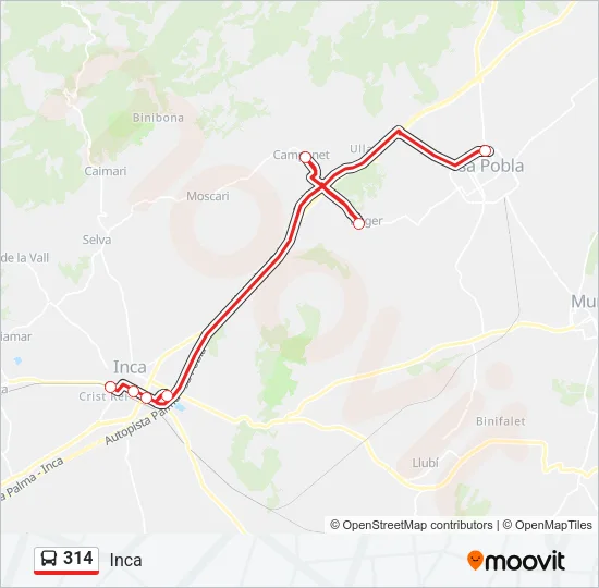 314 Bus Line Map