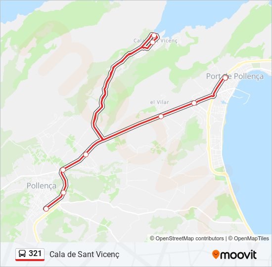 Mapa de 321 de autobús